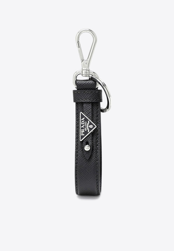 Saffiano Leather Logo Keychain