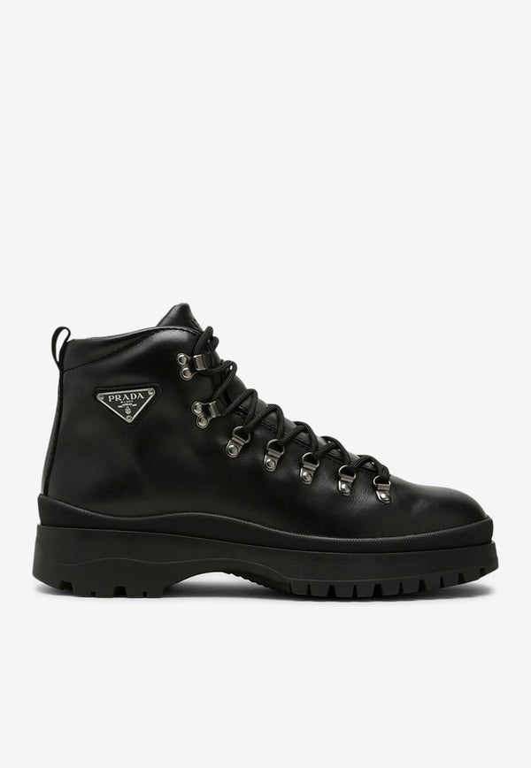 Triangle Logo Leather Hiking Boots