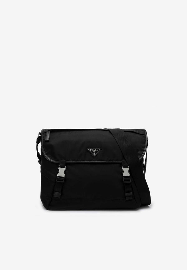 Triangle Logo Nylon Messenger Bag