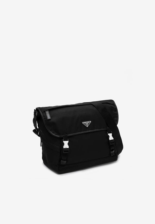 Triangle Logo Nylon Messenger Bag