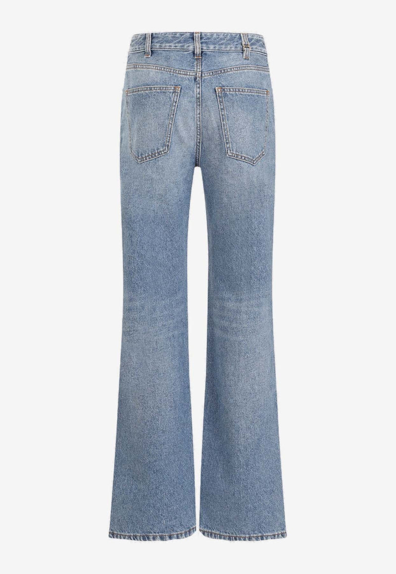 Washed-Out Straight-Leg Jeans