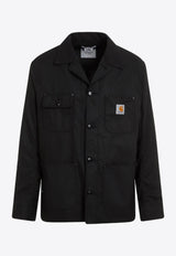 X Carhartt Logo-Patch Striped Overshirt