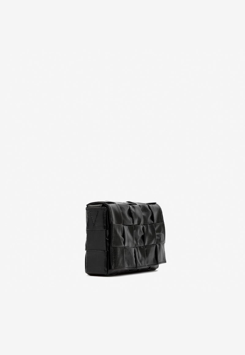 Small Cassette Shoulder Bag in Intreccio Calf Leather