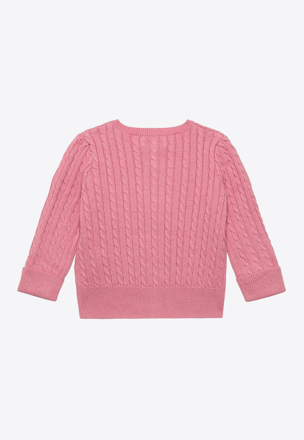 Baby Girls Cable Knit Logo Cardigan