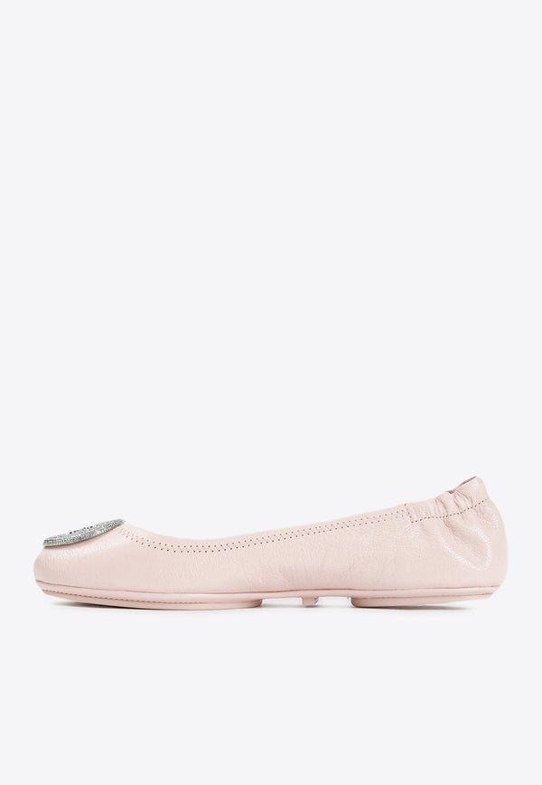 Minnie Pavé Leather Ballerina Shoes