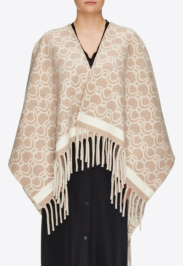 Gancini Jacquard Wool Cape