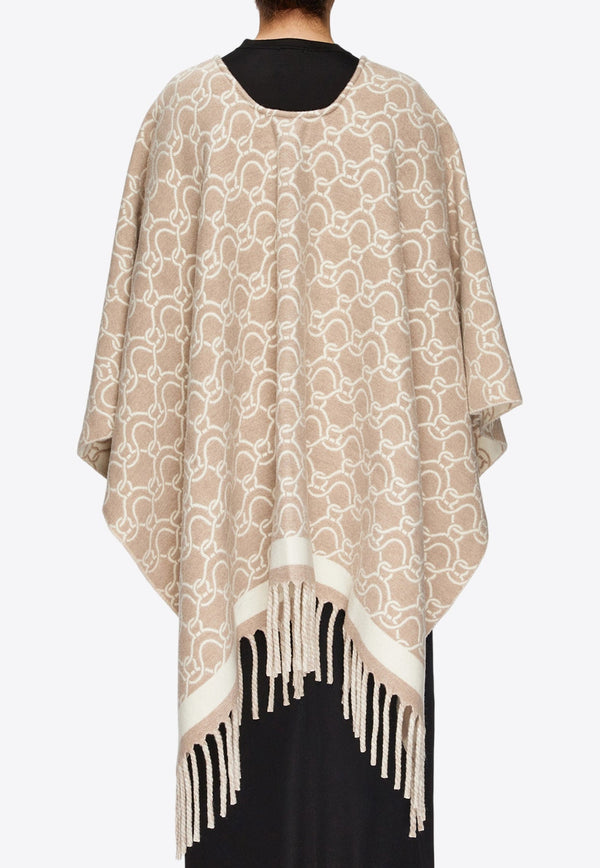 Gancini Jacquard Wool Cape