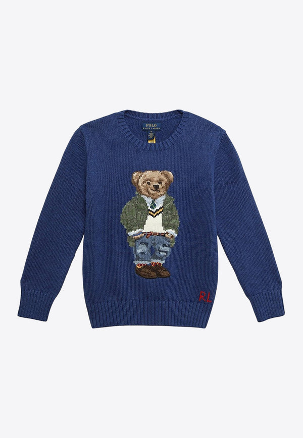 Boys Polo Bear Intarsia Knit Sweater