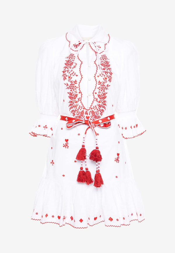 Hearts Embroidered Mini Dress