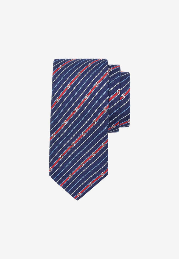 Striped Gancini Silk Tie