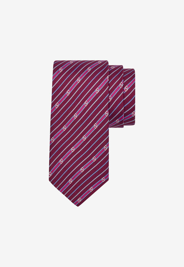 Striped Gancini Silk Tie