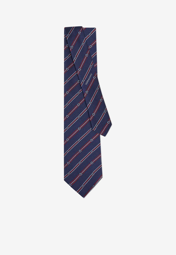 Striped Gancini Silk Tie