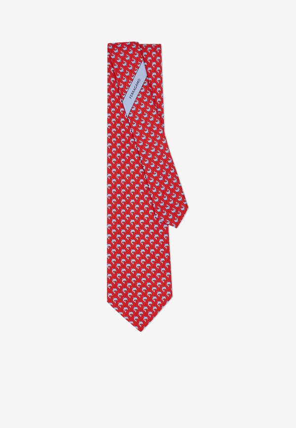 All-Over Dolphin Print Silk Tie