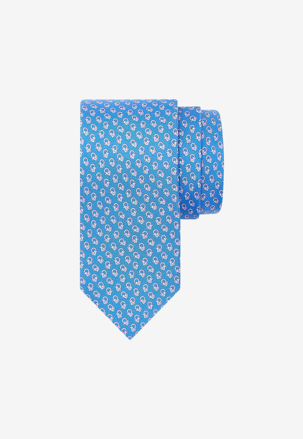 Gancini Love Print Silk Tie