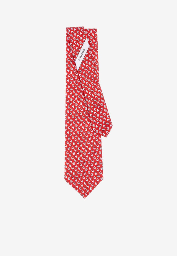 Gancini Love Print Silk Tie