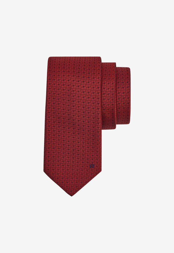 Gancini Embroidered Jacquard Silk Tie