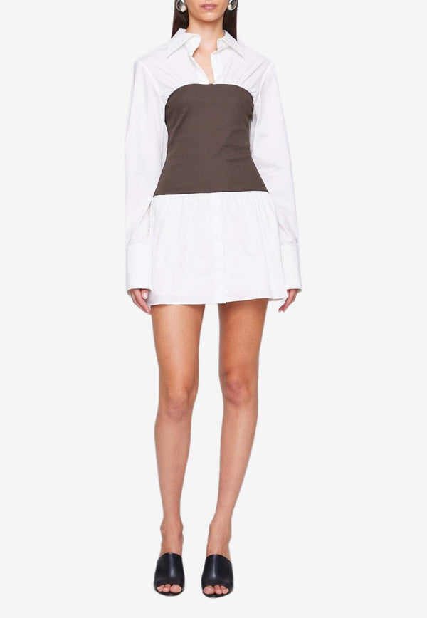 Claudia Ribbed Bodice Mini Shirt Dress