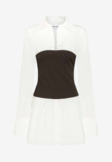 Claudia Ribbed Bodice Mini Shirt Dress