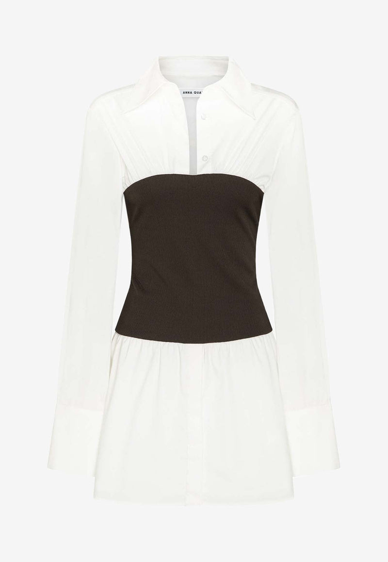 Claudia Ribbed Bodice Mini Shirt Dress