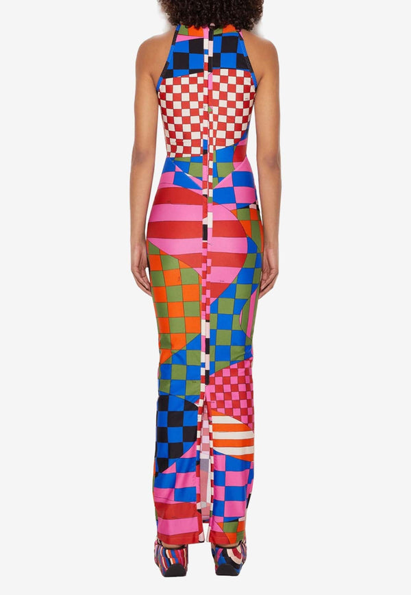 Giardino Print V-neck Maxi Dress