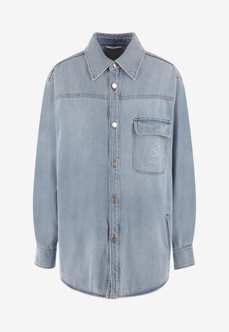 VLogo Embossed Denim Shirt