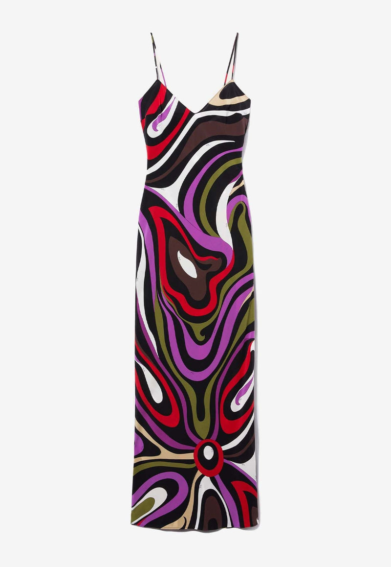 Marmo Print Maxi Silk Dress