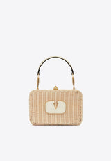 Hard Straw VLogo Clutch Bag