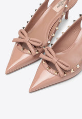 60 Rockstud Bow Slingback Pumps