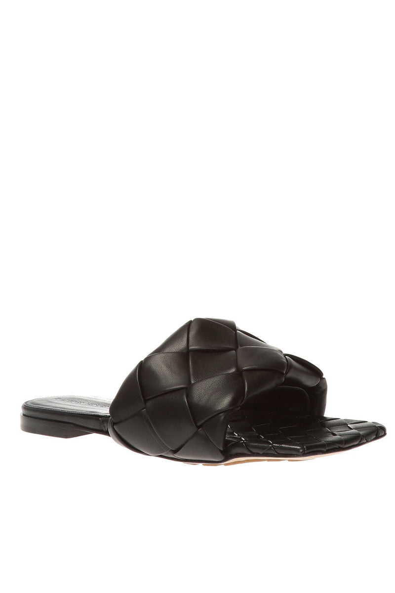 Lido Flat Sandals in Intrecciato Leather