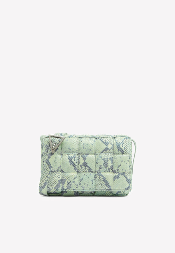 Padded Intrecciato Cassette Bag in Python Print Leather