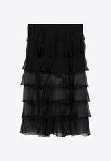 Semi-Sheer Chiffon Midi Tiered Skirt