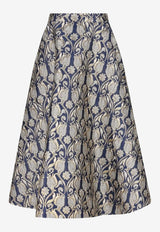 Metamorphos Tulips Brocade Midi Skirt