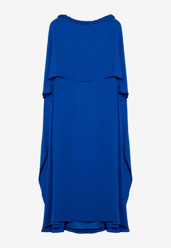 Draped Silk Midi Cape Dress