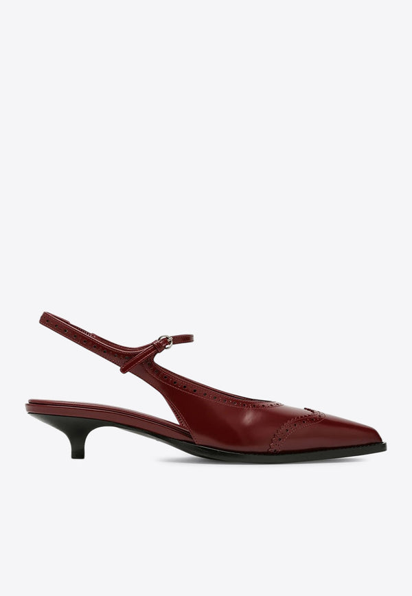 35 Brogue Slingback Pumps in Brushed Leather