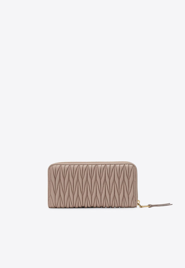 Matelassé Leather Zip-Around Wallet