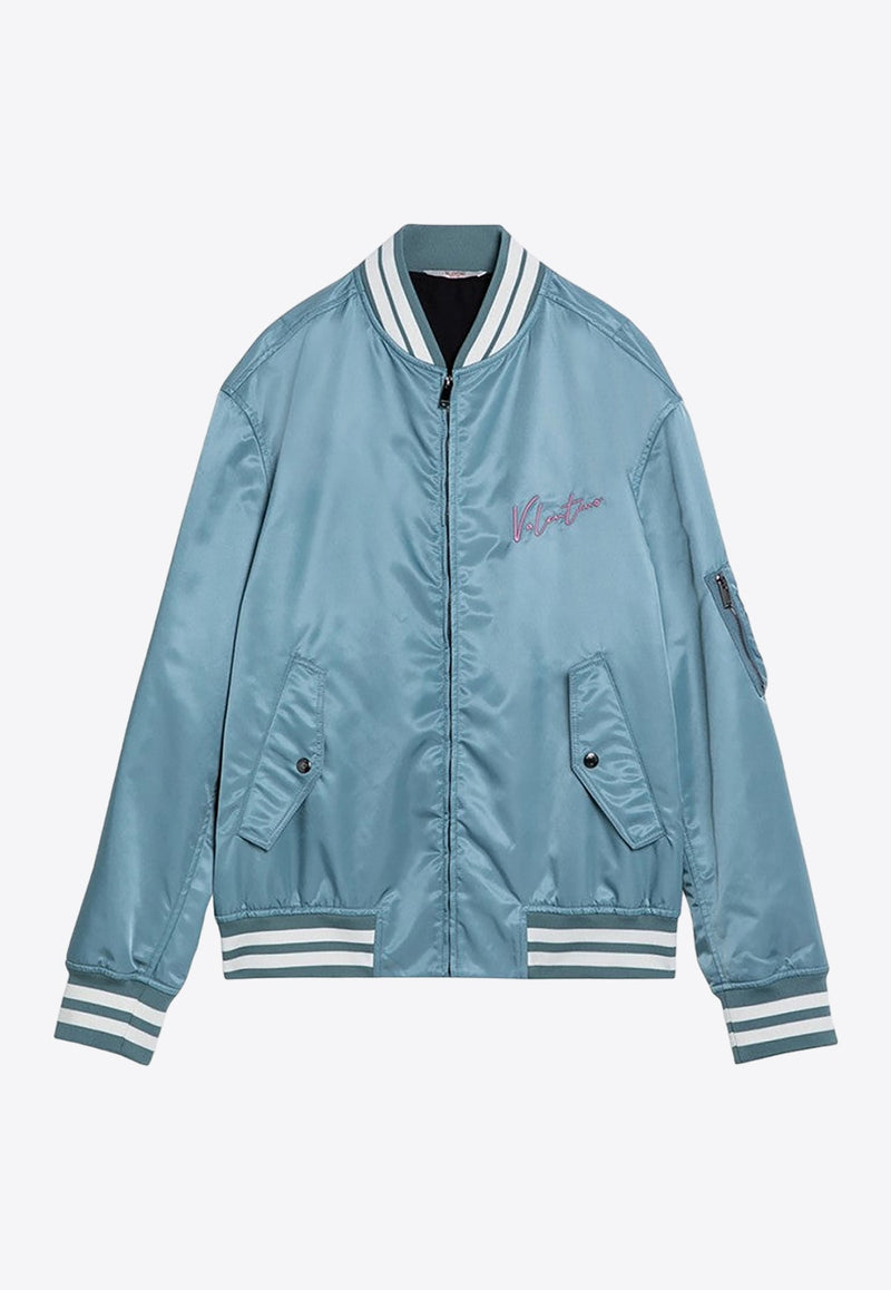 Signature VLogo Print Bomber Jacket