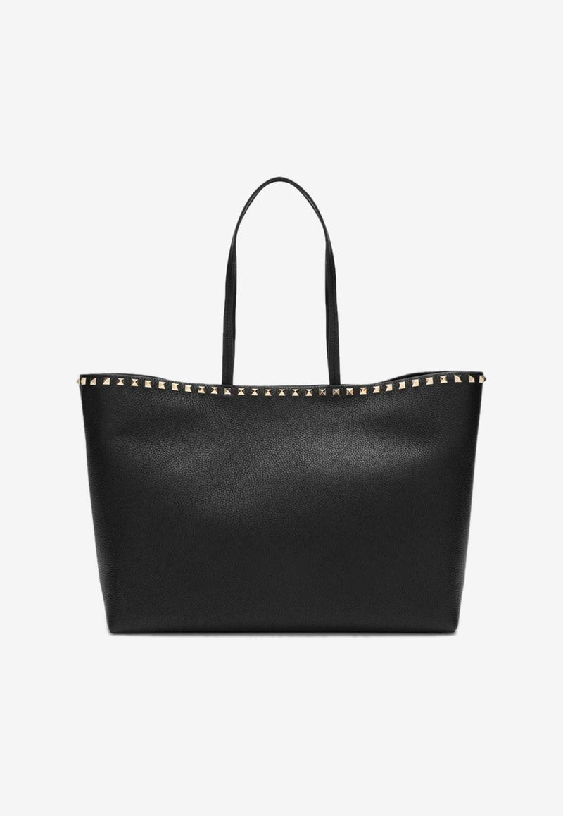 Rockstud Grained Leather Tote Bag