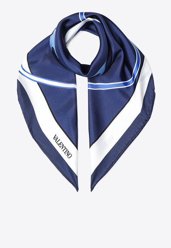 VLogo Print Square Silk Scarf