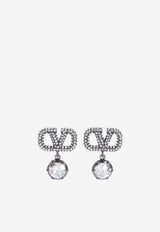 Crystal VLogo Pearl Drop Earrings