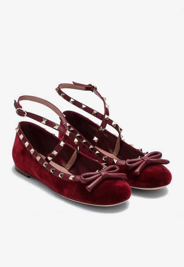 Rockstud Velvet Ballet Flats