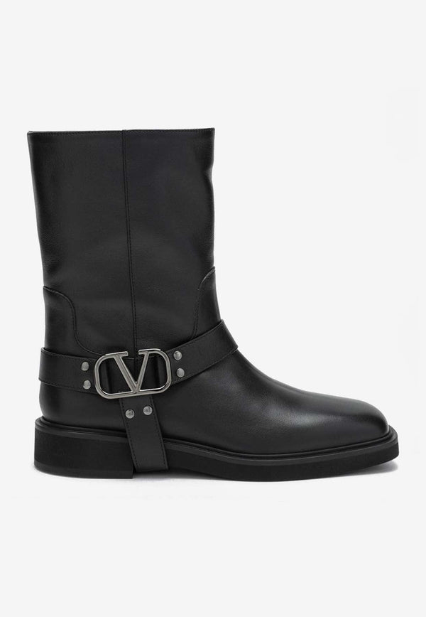 VLogo Signature Leather Ankle Boots