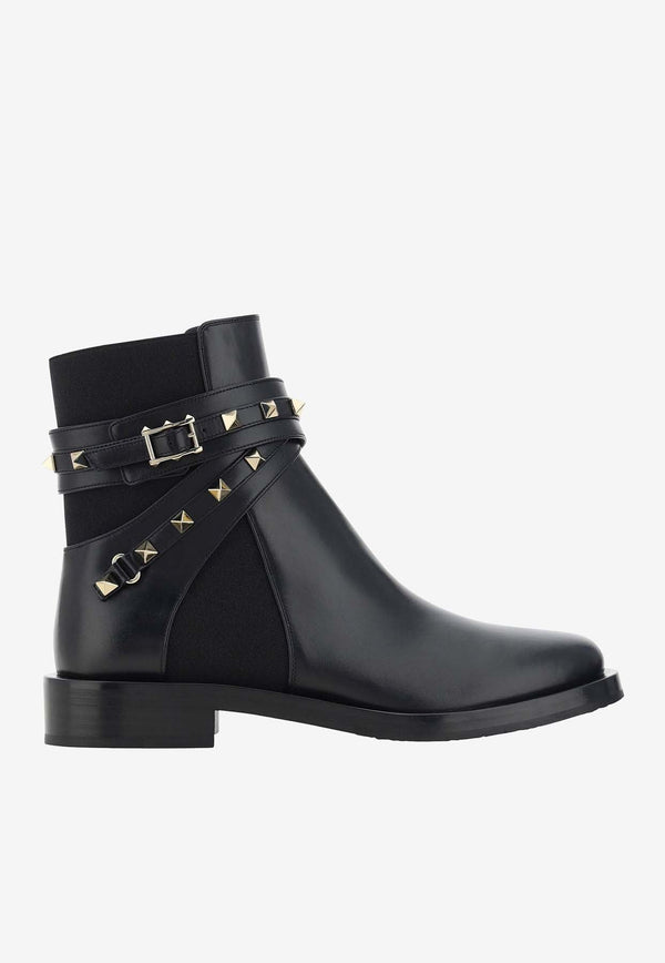 Rockstud Leather Ankle Boots