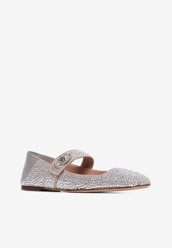 VLogo Locker Mary-Jane Studded Ballet Flats