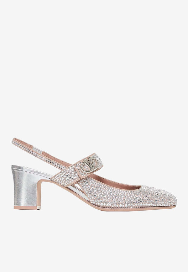 VLogo Locker 60 Mary-Jane Crystal Slingback Pumps