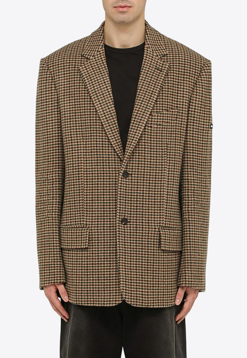 Houndstooth Single-Breasted Wool-Blend Blazer