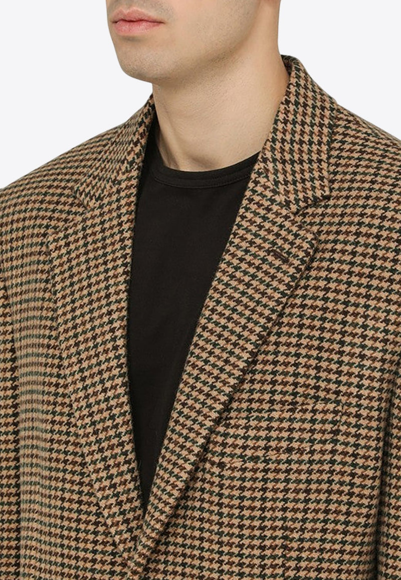 Houndstooth Single-Breasted Wool-Blend Blazer