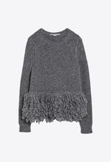 Feather Peplum Knitted Wool Sweater