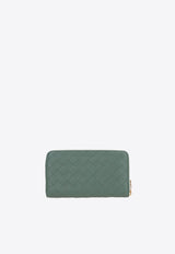 Zip-Around Wallet in Intrecciato Leather