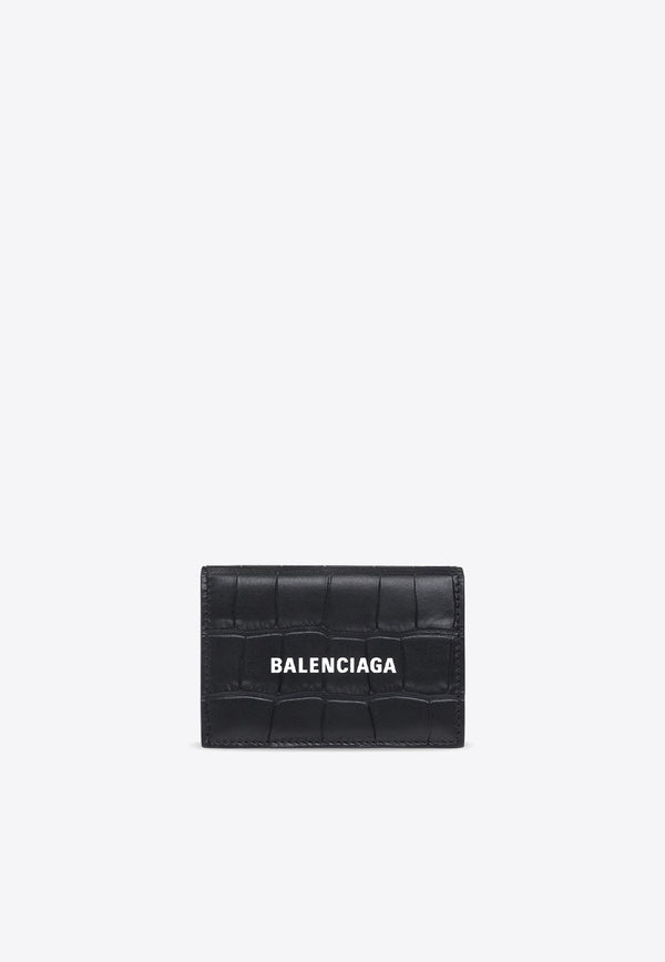 Logo Wallet in Croc Embossed Leather