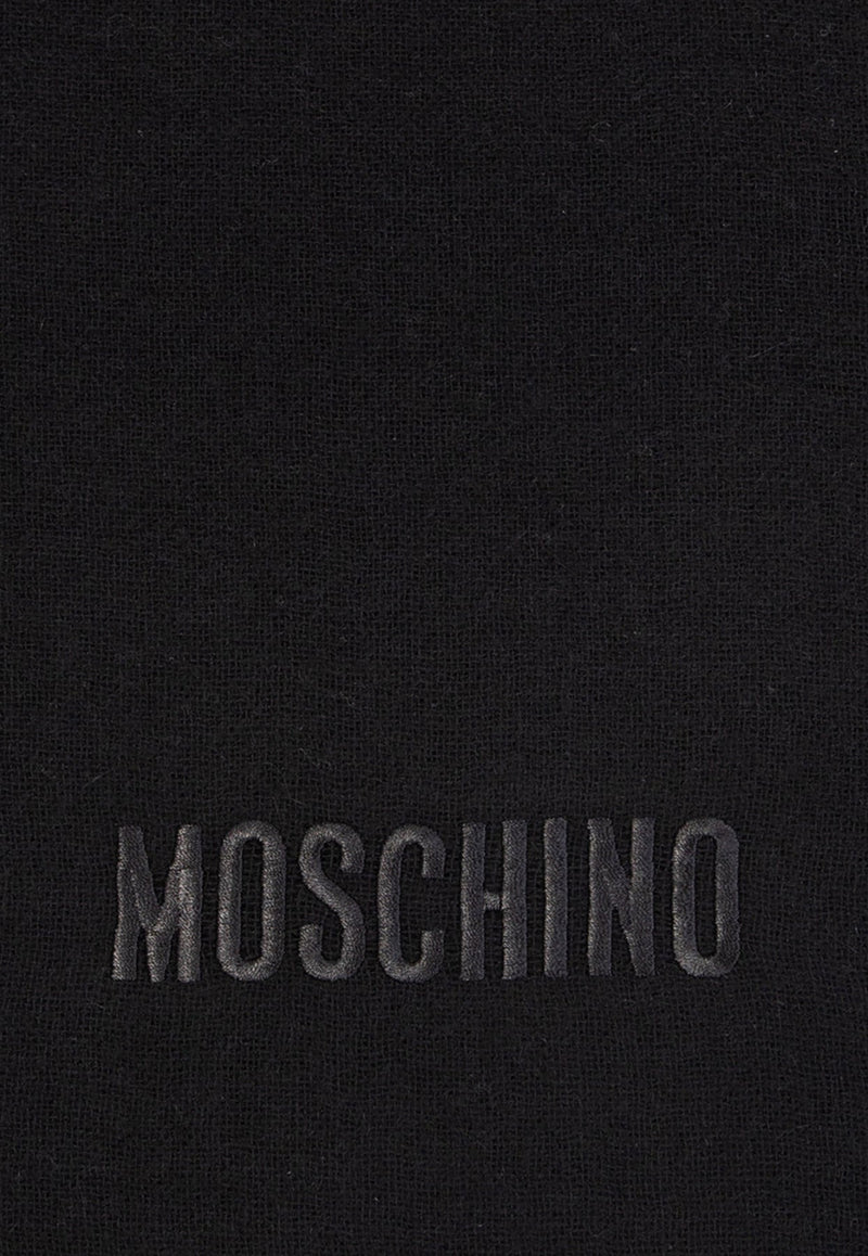 Logo-Embroidered Cashmere Scarf